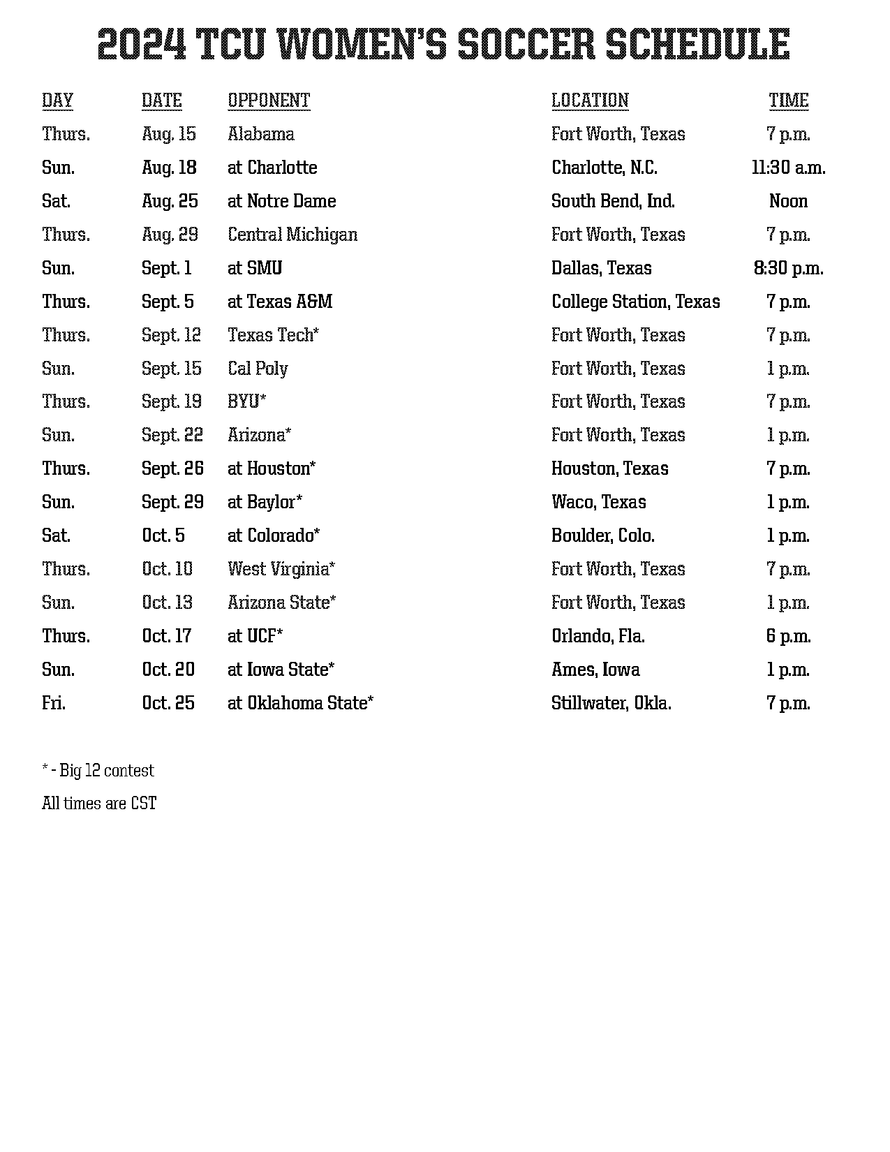 central michigan soccer schedule