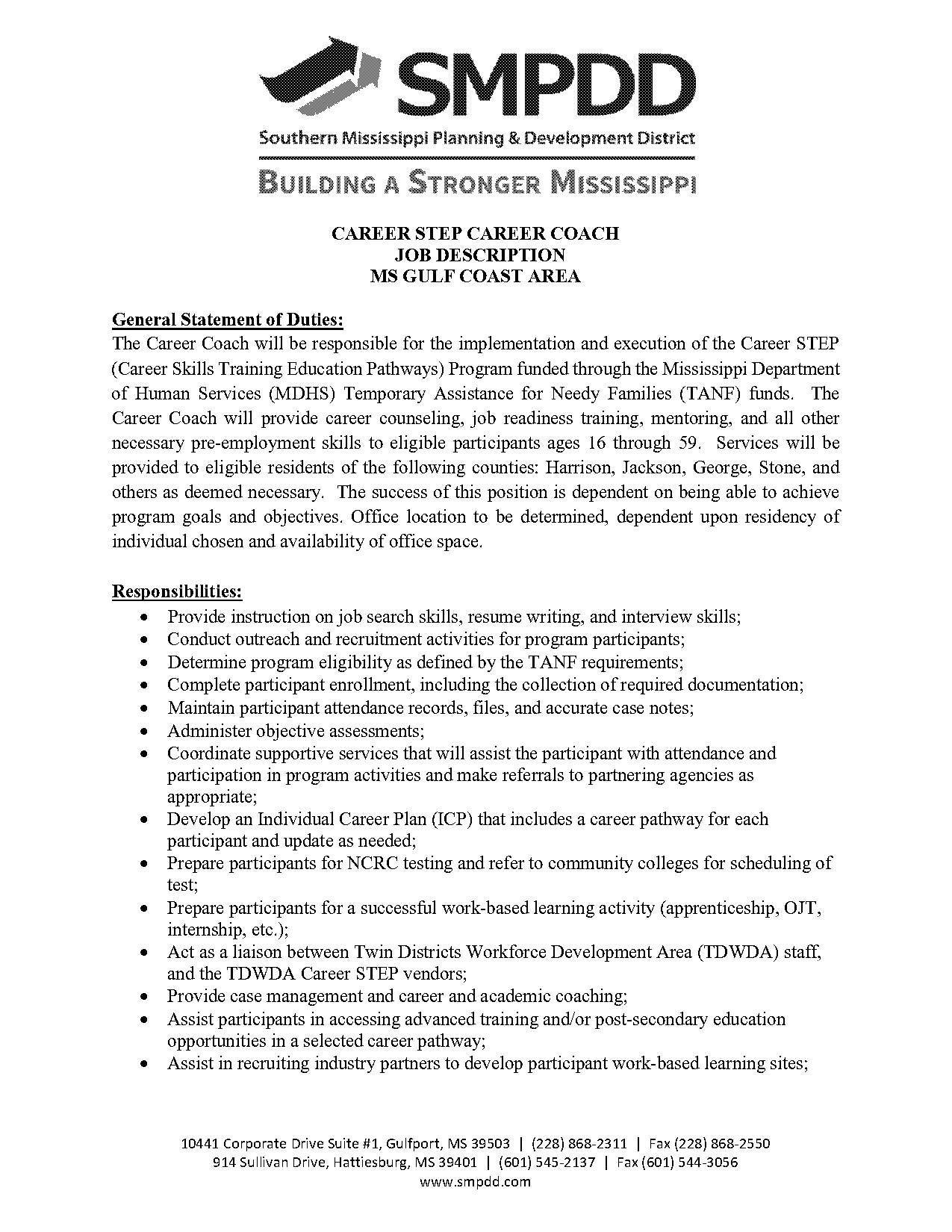 career coach job description for resume