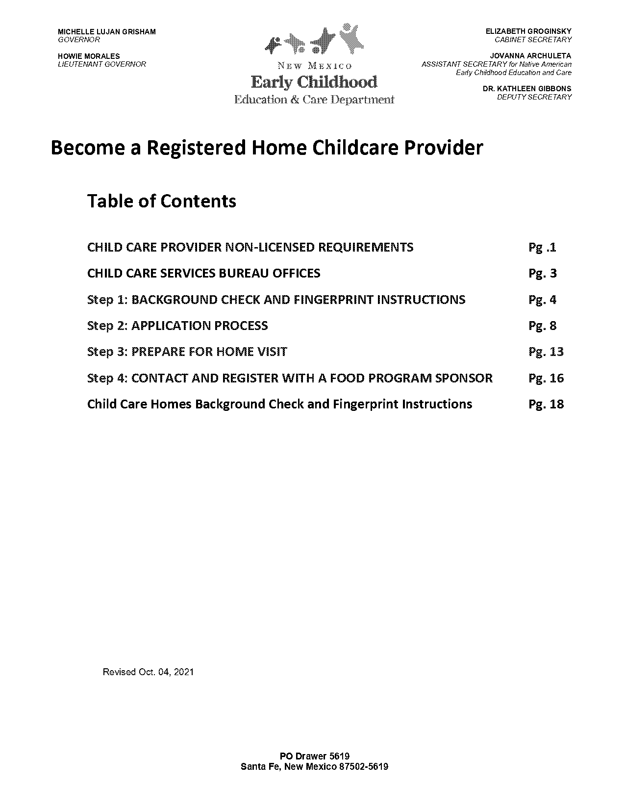 home child care provider contract