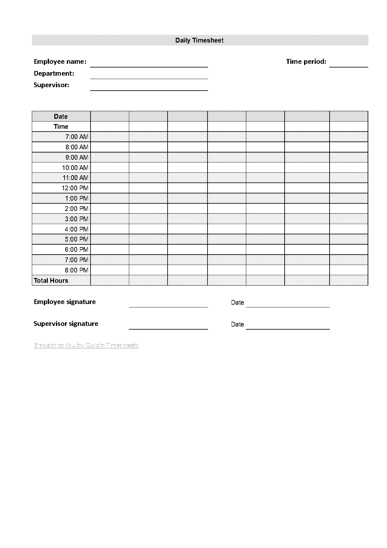 daily time card template