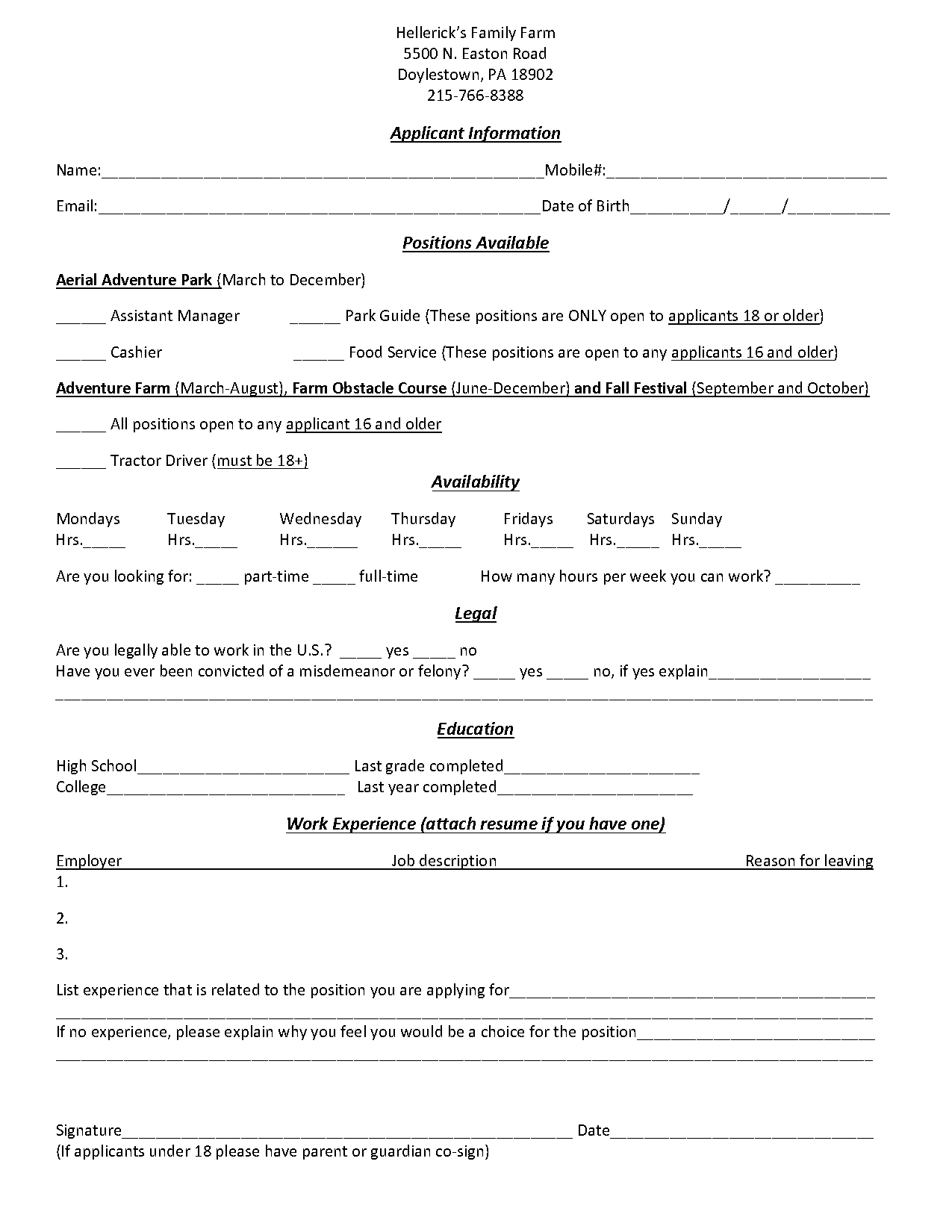 resume for farm work