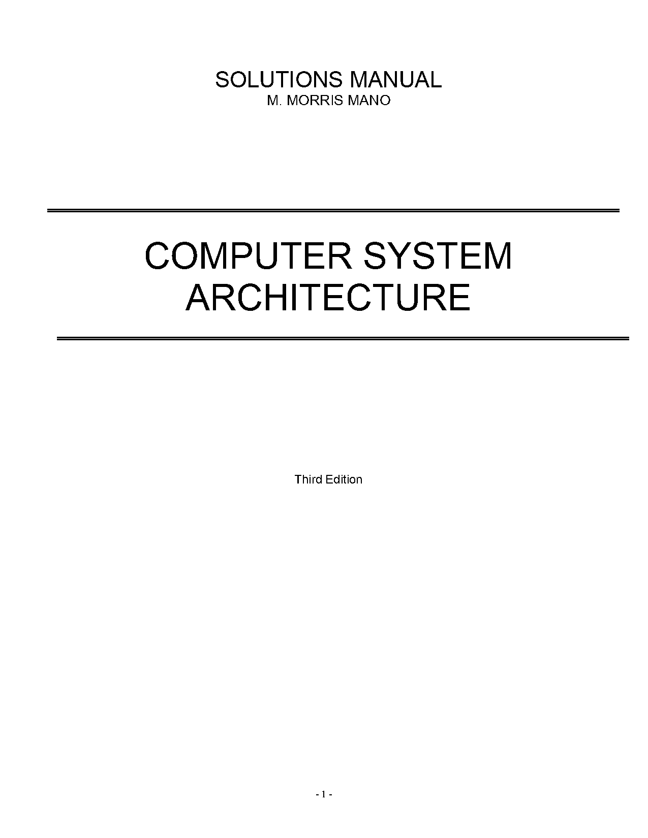 computer system architecture mano solutions pdf