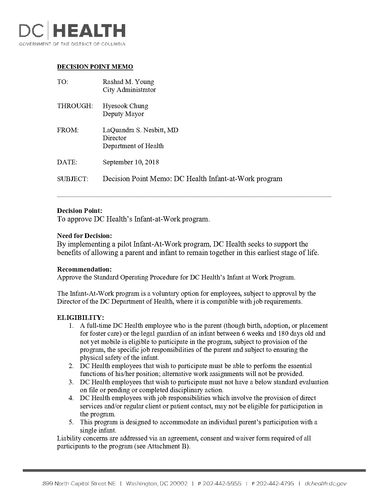 decision point memorandum format