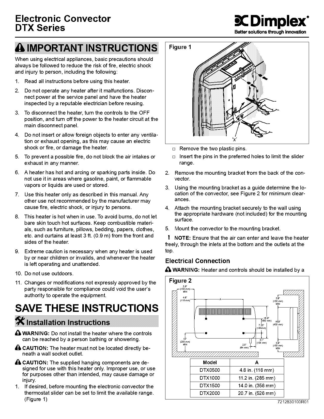 dimplex panel convector heater instructions