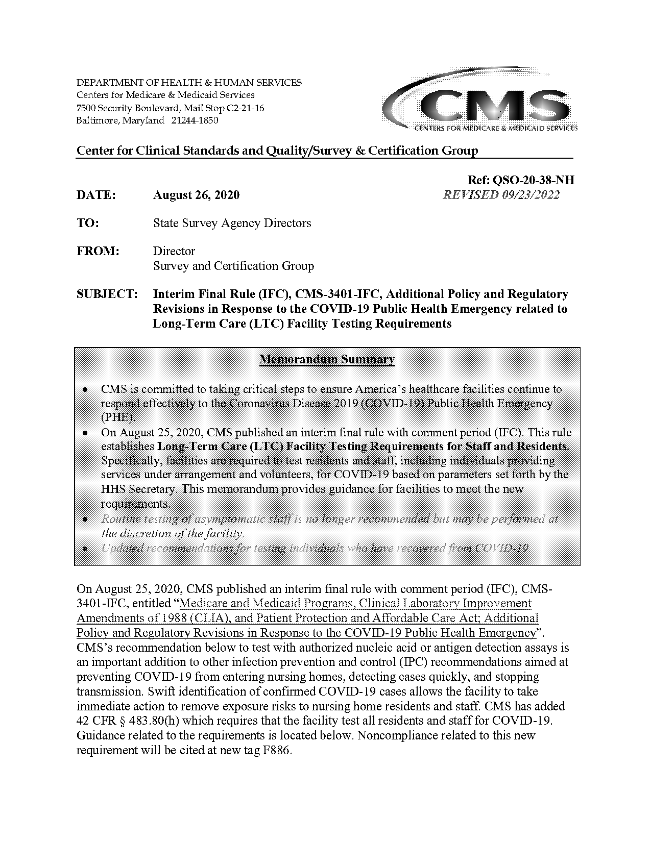 cdc guidance testing asymptomatic