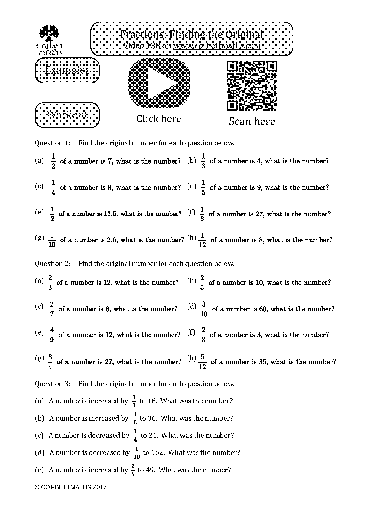 fraction of a number worksheet tes