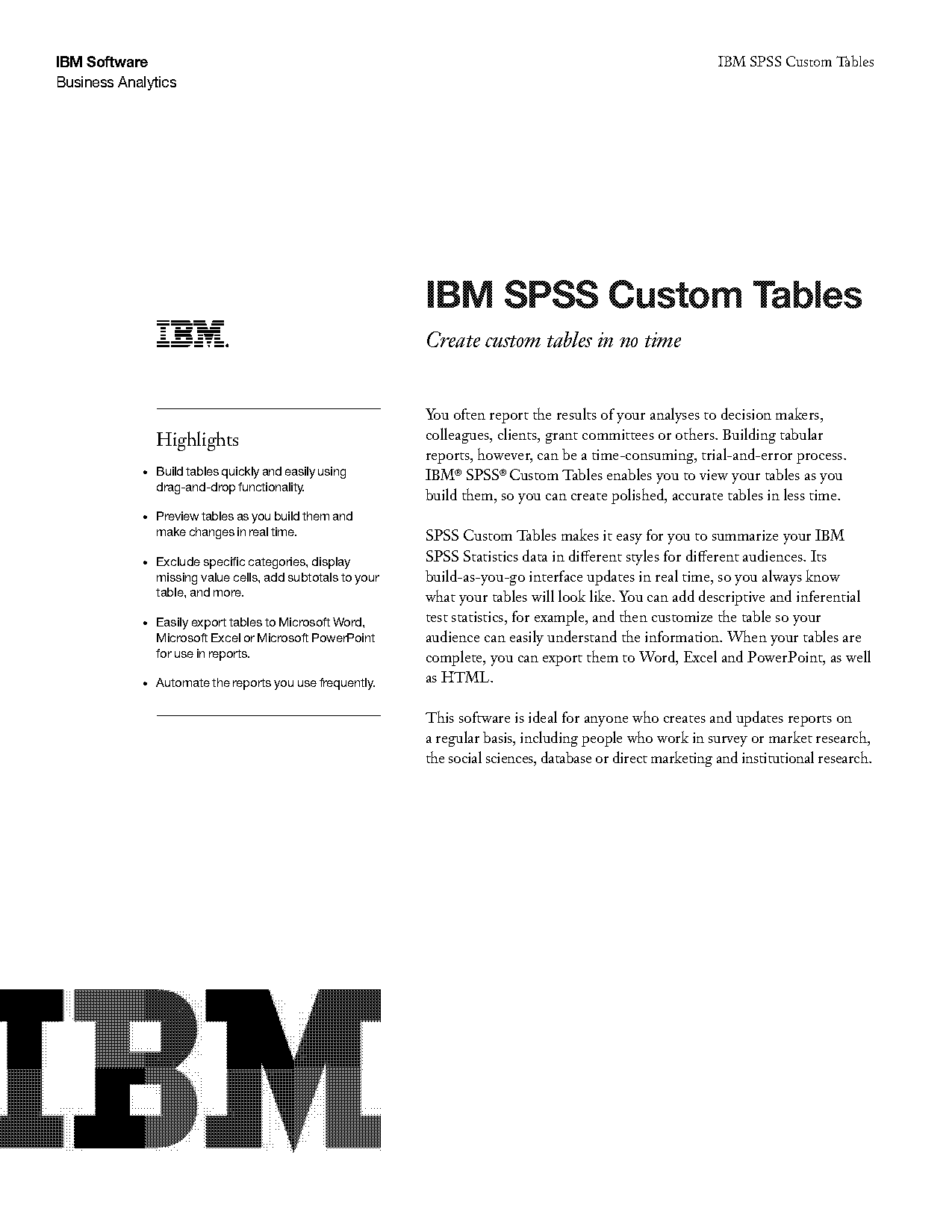 frequncy table with column sums spss